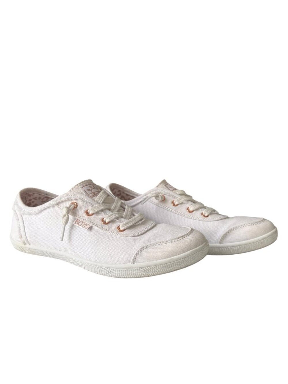 Skechers Bobs B Cute white canvas slip on sneakers knotted lace memory foam W7